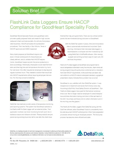 FlashLink Data Loggers Ensure HACCP Compliance for GoodHeart Speciality Foods